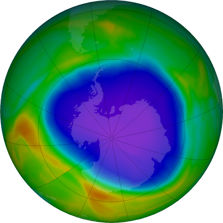 Antarctic ozone map for 22 October 2021